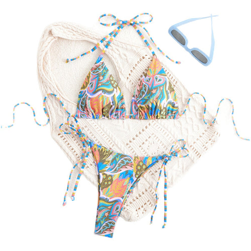 Damen Triangel-Bikini mit buntem Mustermix Drune