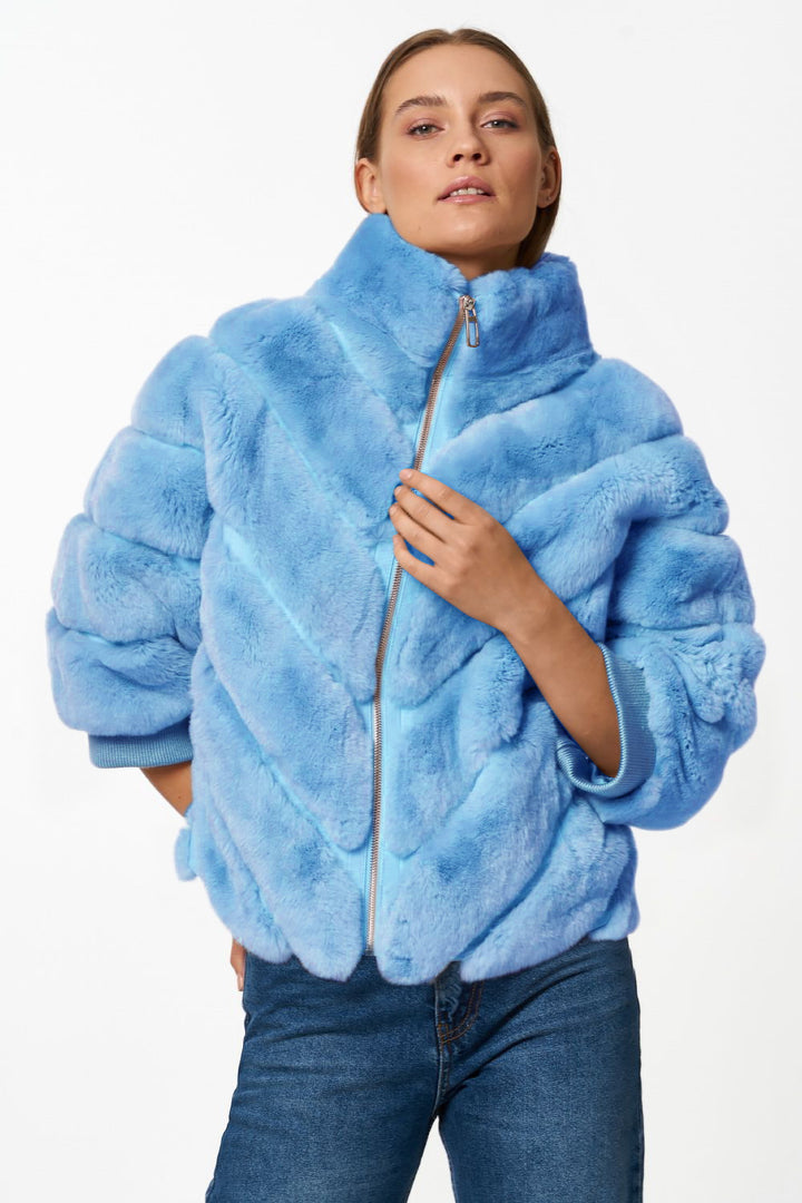 Damen Kuschelige Kunstpelzjacke mit Steppdesign Drune