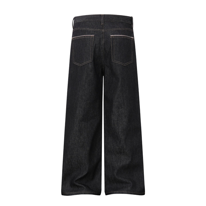 Damen Weite Cropped-Denim Culotte mit hoher Taille und klassischem Taschen-Detail Drune