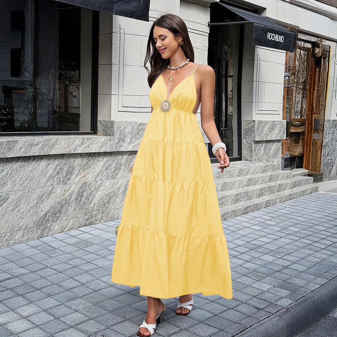 Damen Maxikleid mit zartem Verzierungsdetail Drune