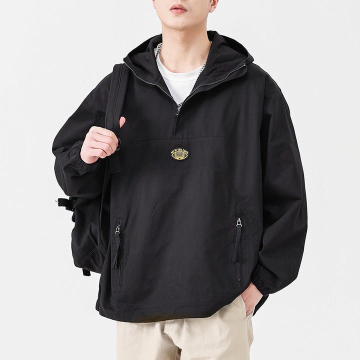 Herren Kapuzen-Anorak Pulloverjacke im Oversize-Utility-Stil Drune