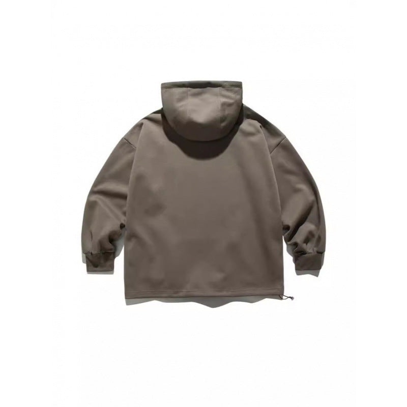 Unisex Oversize-Kapuzenpullover mit Halbreißverschluss und Kängurutasche Drune