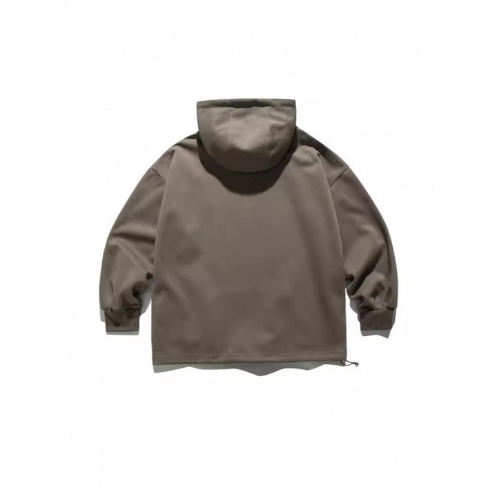 Unisex Oversize-Kapuzenpullover mit Halbreißverschluss und Kängurutasche Drune