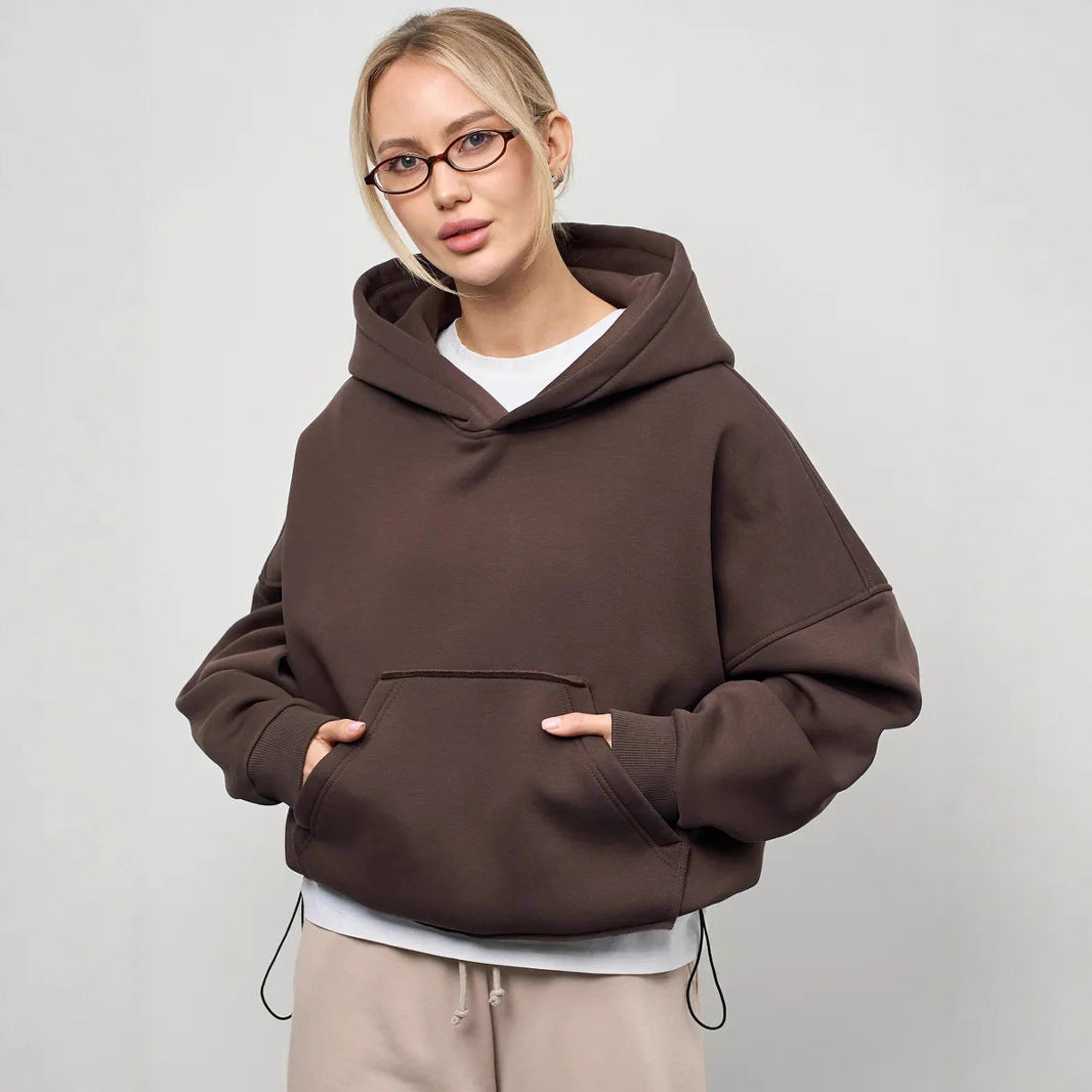 Damen Oversize Kapuzensweatshirt mit Taschen und weichem Material Drune