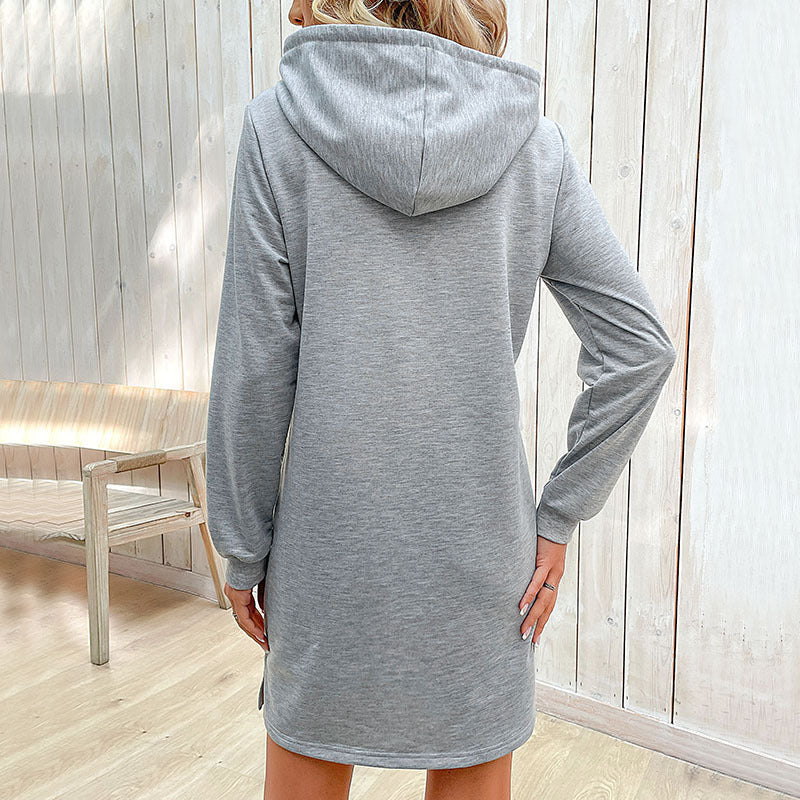 Damen Kapuzenkleid aus hochwertiger Baumwolle Drune
