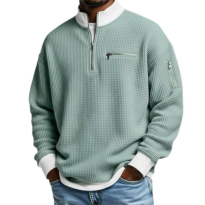 Herren Sportlicher Quarter-Zip Pullover mit strukturiertem Muster Drune