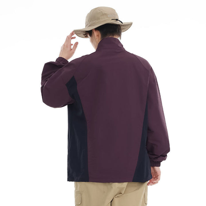 Herren leichter Nylon-Anorak mit Halbreißverschluss, Kordelzugsaum und Raglanärmeln Drune