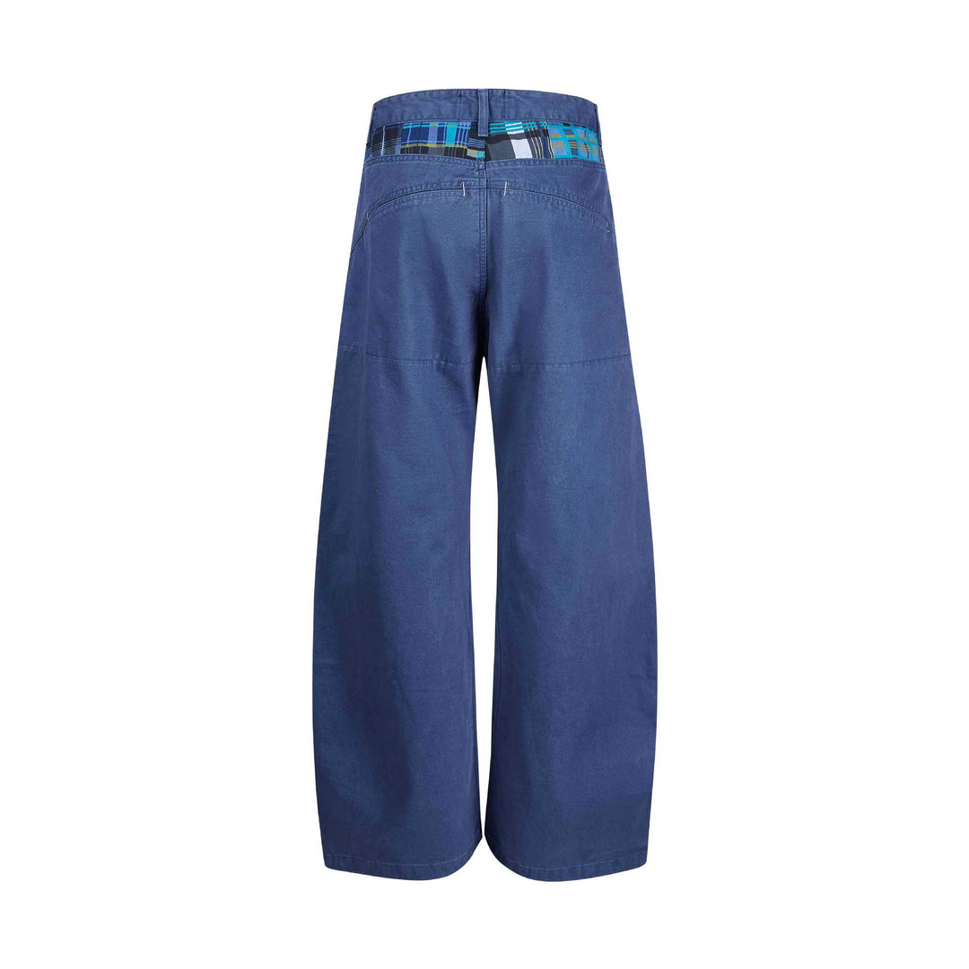 Damen weite knöchellange Hose mit hoher Taille aus Baumwoll-Denim Drune