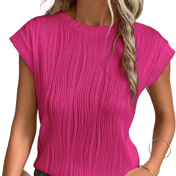 Damen Strukturierte Kurzarm-Bluse mit eleganter Wellenoptik Drune