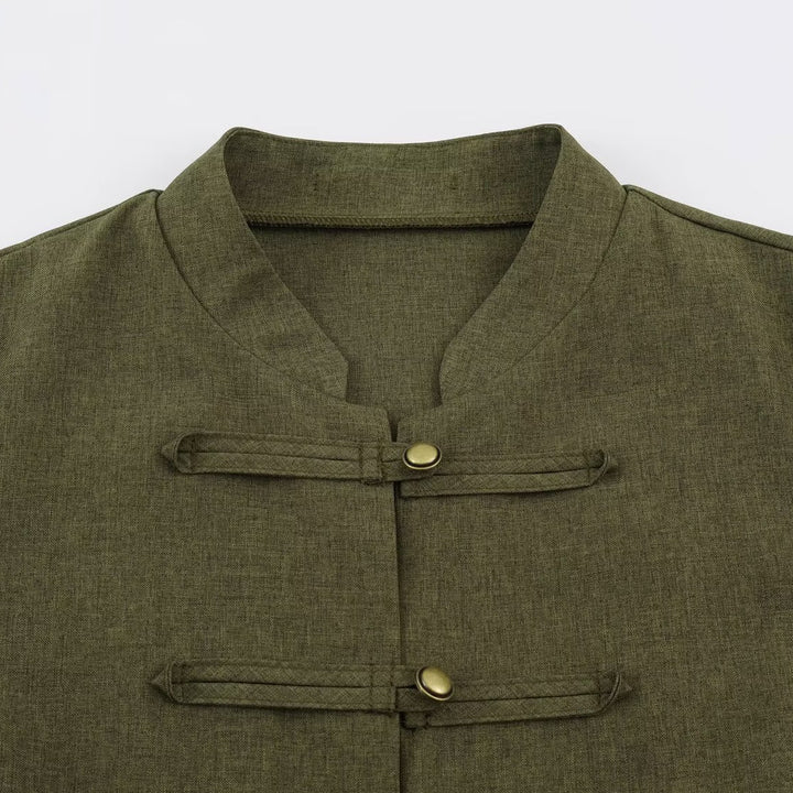Damen Kurzjacke im Mandarin-Stil mit dekorativen Knebelverschlüssen und taillierter Nahtführung Drune