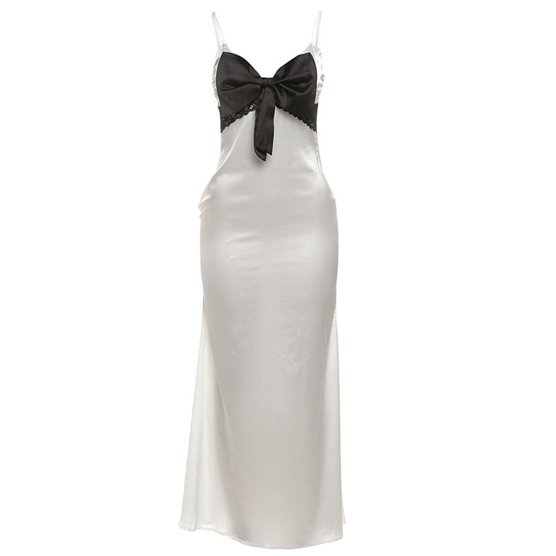 Damen Elegantes Satin-Nachtkleid mit Schleifen-Detail Drune