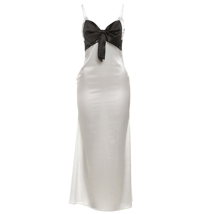 Damen Elegantes Satin-Nachtkleid mit Schleifen-Detail Drune