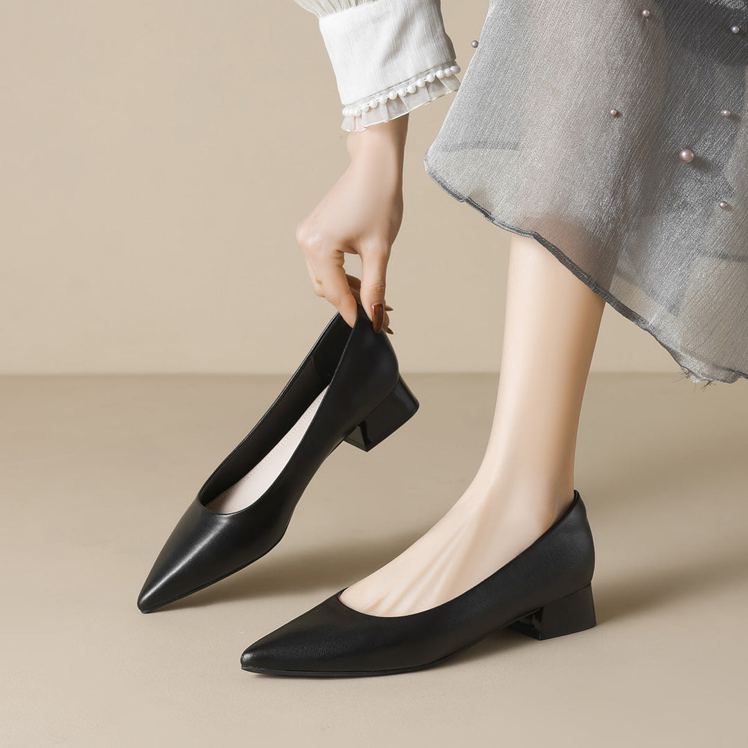 Damen elegante Pumps mit spitzem Zehenbereich und komfortablem Blockabsatz Drune