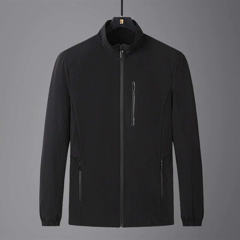 Herren Leichte Softshell-Jacke mit Stehkragen, wind- und wasserabweisender Oberfläche sowie Reißverschlusstaschen Drune