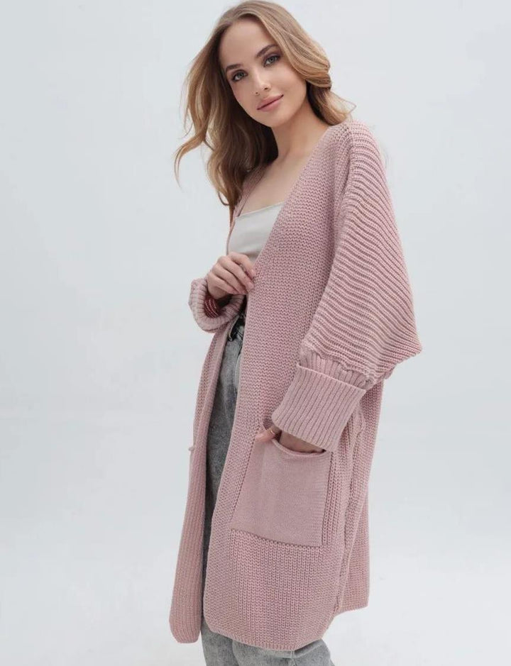 Damen Grobstrick-Cardigan mit weit geschnittenen Ärmeln und großzügigen Taschen Drune