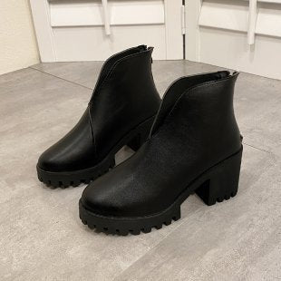 Damen Stiefeletten mit robustem Blockabsatz und rutschfester Sohle Drune
