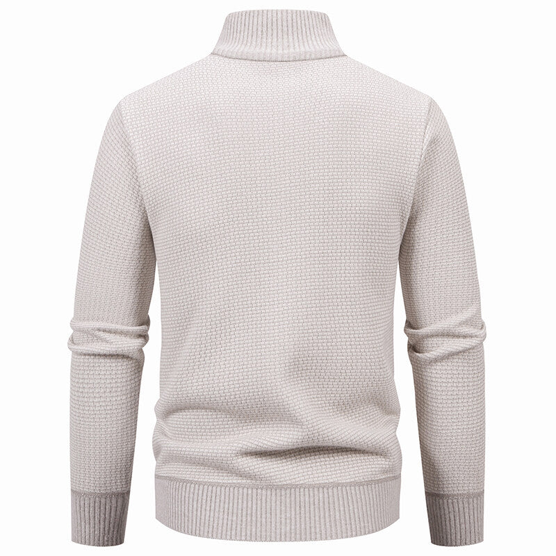 Herren Texturierter Zip-Strickcardigan mit Stehkragen, Waffelstruktur und Reißverschlusstaschen Drune