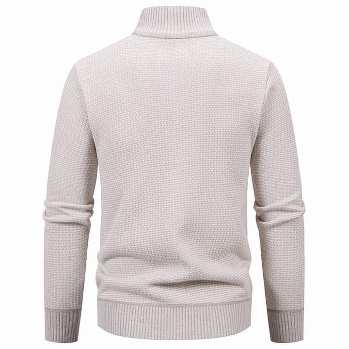Herren Texturierter Zip-Strickcardigan mit Stehkragen, Waffelstruktur und Reißverschlusstaschen Drune