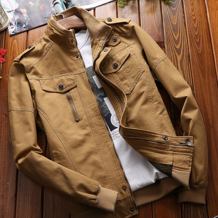 Herren nan leichtgewichtige Canvas-Utility-Jacke mit gesteppter Innenfütterung, verdecktem Zweiwege-Reißverschluss und elastischen Bündchen Drune