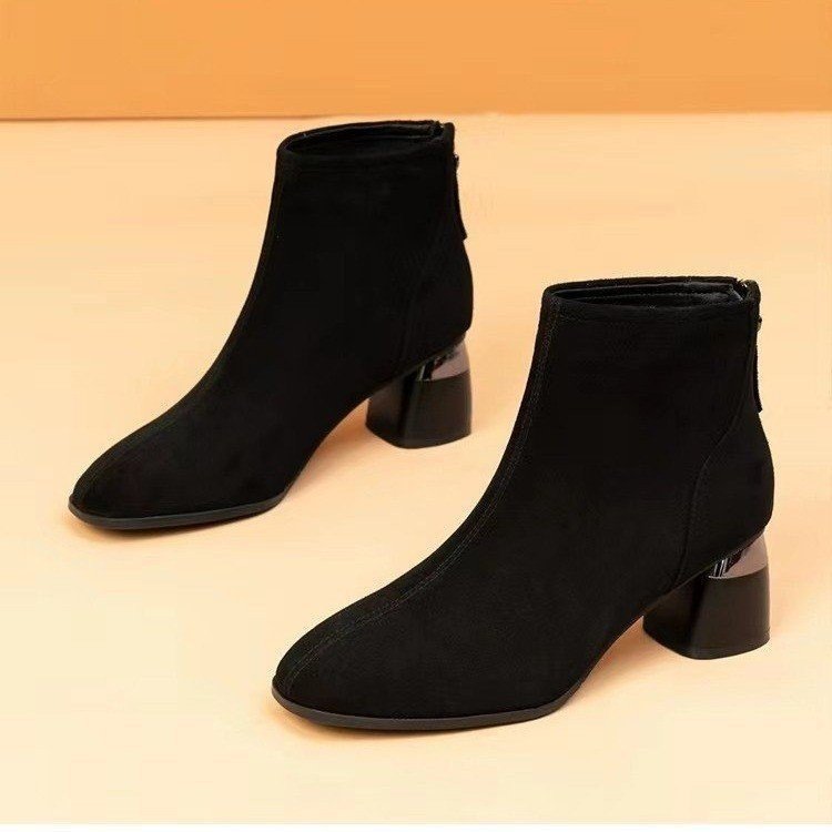 Damen Elegante Veloursleder Stiefeletten Drune