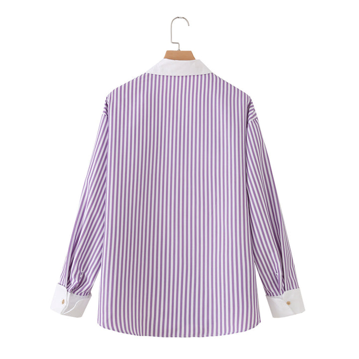 Damen Oversize-Hemdbluse mit kontrastierendem Kentkragen und gerundetem Saum Drune