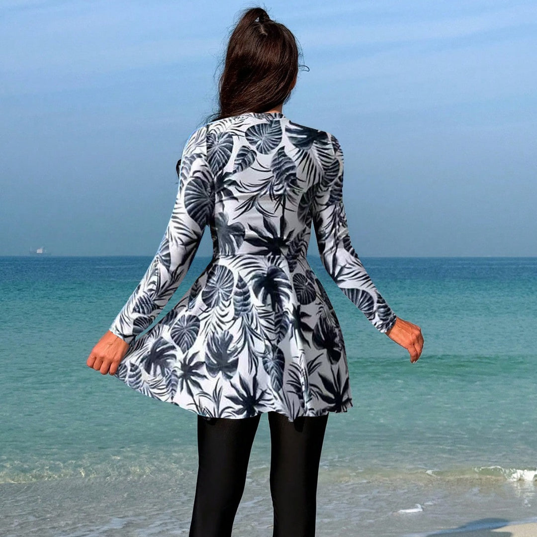 Damen modischer Longsleeve-Badeanzug mit Rock Drune