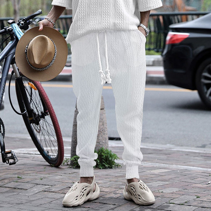 Herren nan Thermo-Zopfstrick-Jogginghose mit breitem Rippenbund und dekorativer Kordel Drune