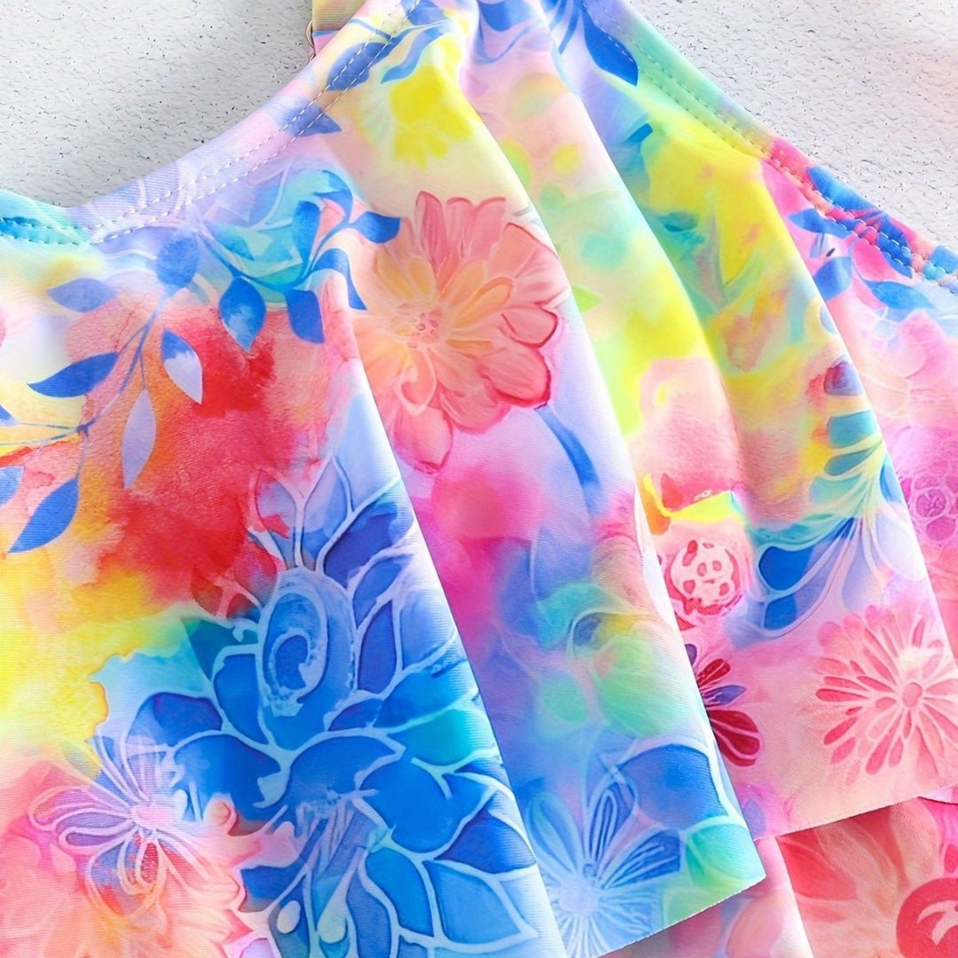 Damen Freizeit-Badeoberteil mit leichtem Rüschendesign und Shorts Drune