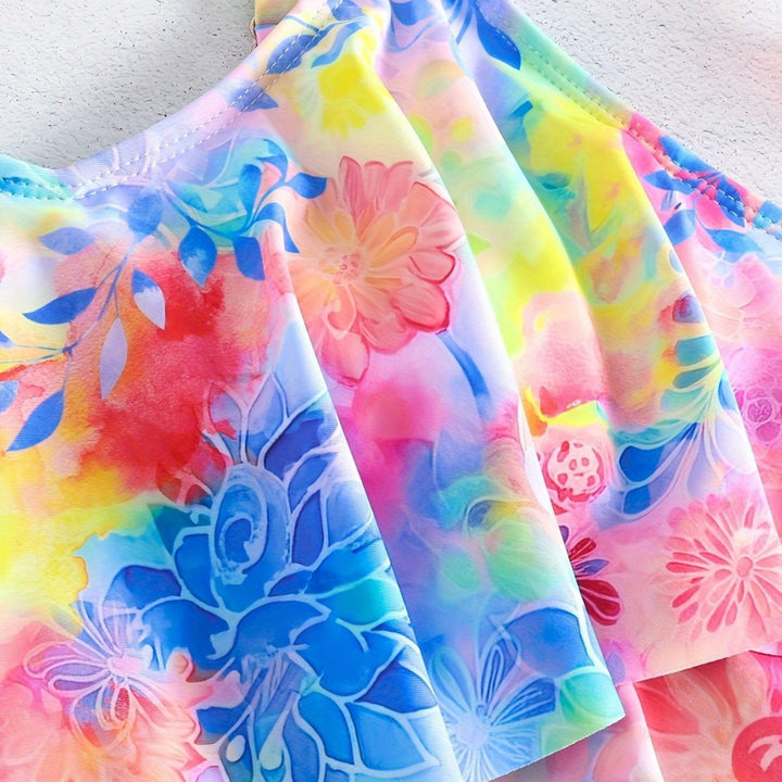 Damen Freizeit-Badeoberteil mit leichtem Rüschendesign und Shorts Drune