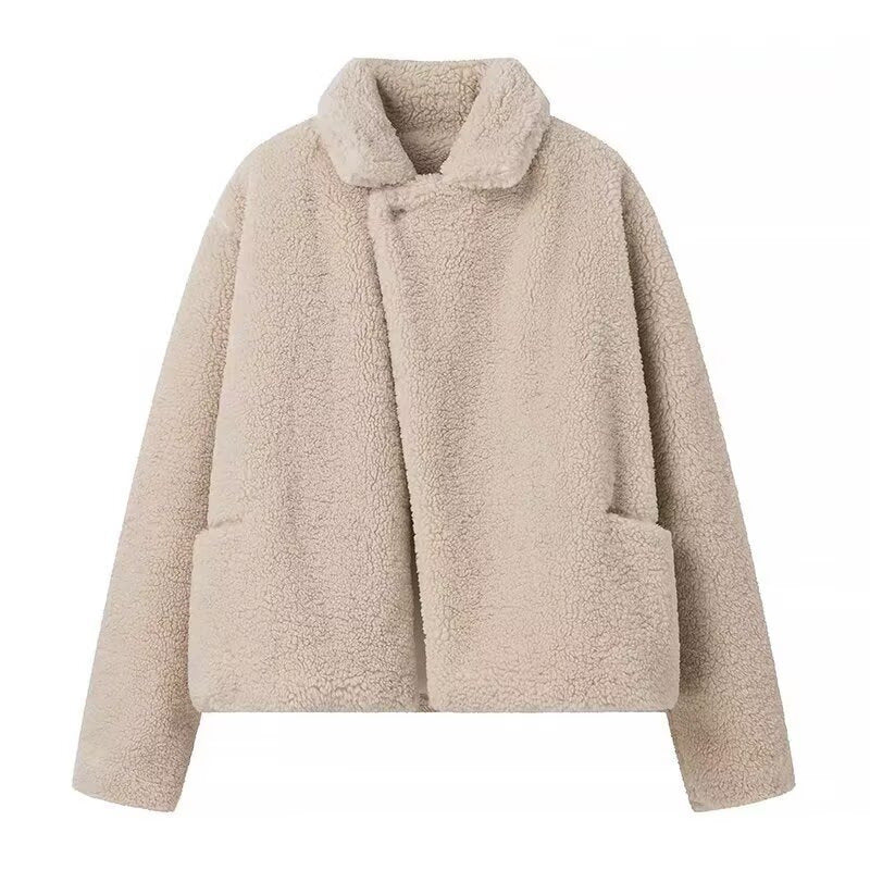 Damen modische Fleecejacke mit weitem Schnitt und praktischem Reißverschluss Drune