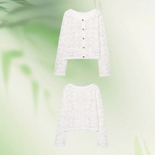 Damen Strickjacke mit feiner Häkelstruktur und praktischen Taschen Drune