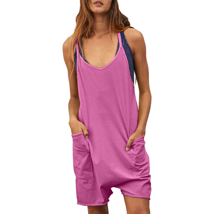 Damen komfortabler Overall mit tiefem Ausschnitt und praktischen Taschen Drune