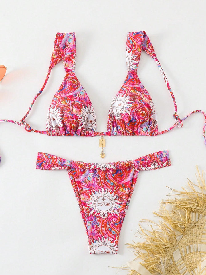Damen Triangel-Bikini mit verspieltem Mustermix Drune