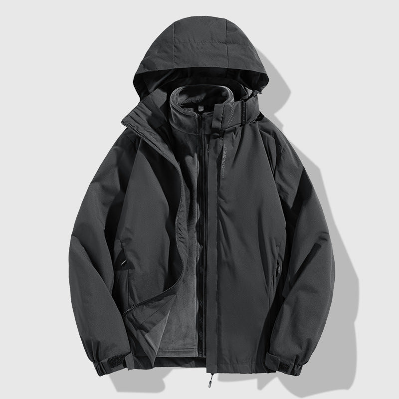 Herren zweiteilige Winterjacke mit abnehmbarer Fleece-Innenjacke wasserdicht winddicht Drune