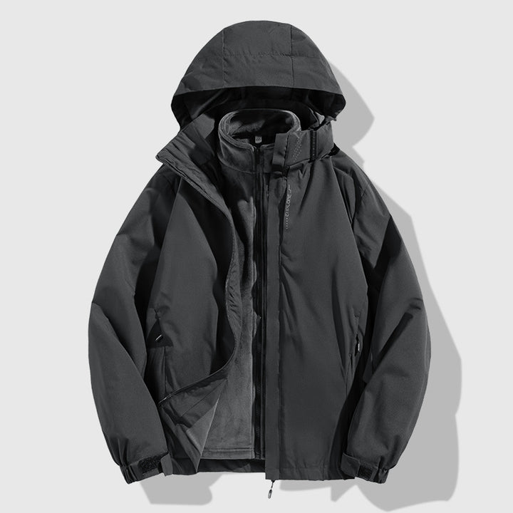 Herren zweiteilige Winterjacke mit abnehmbarer Fleece-Innenjacke wasserdicht winddicht Drune