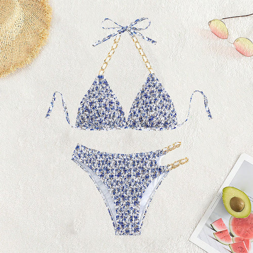 Damen Triangel-Bikini mit eleganten Kettenverzierungen Drune