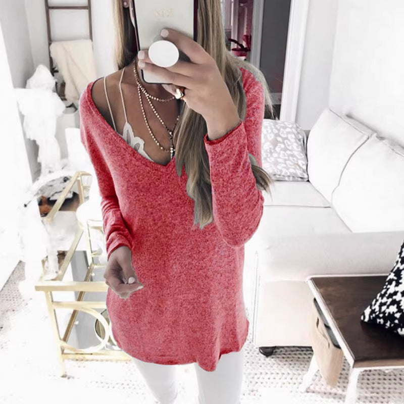 Damen feinstrick Tunika mit tiefem V-Ausschnitt und lässigem Oversized-Schnitt Drune