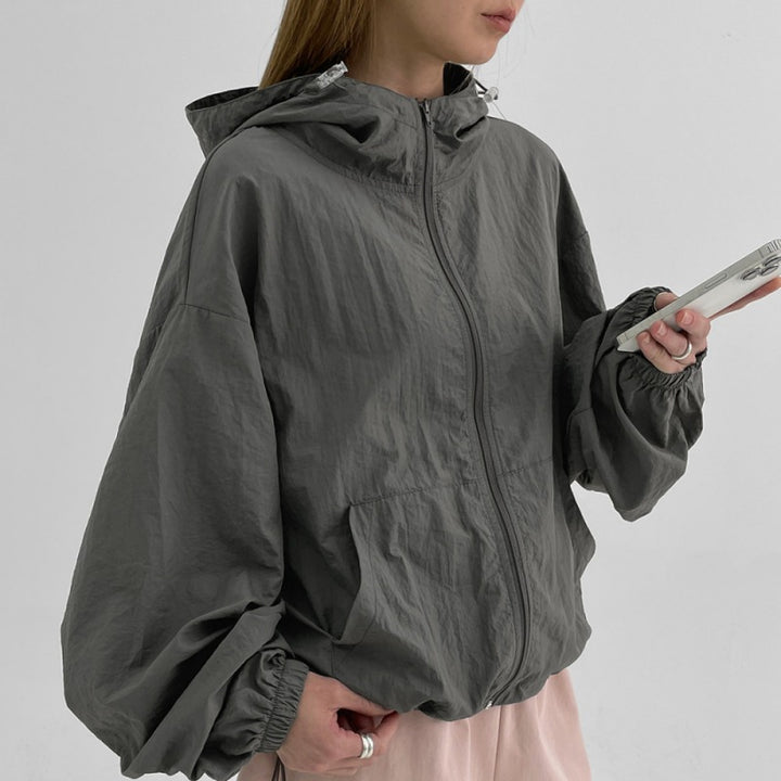 Damen leichte Outdoor-Windjacke mit verstellbarem Kordelzug Drune