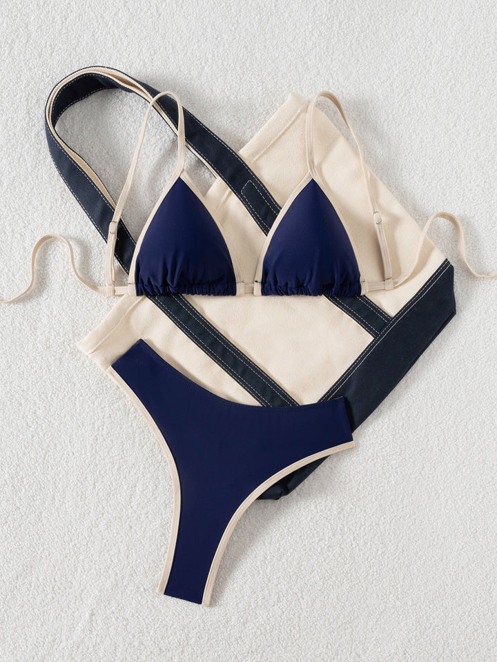 Damen Triangel-Bikini mit verspieltem Palmenmuster Drune