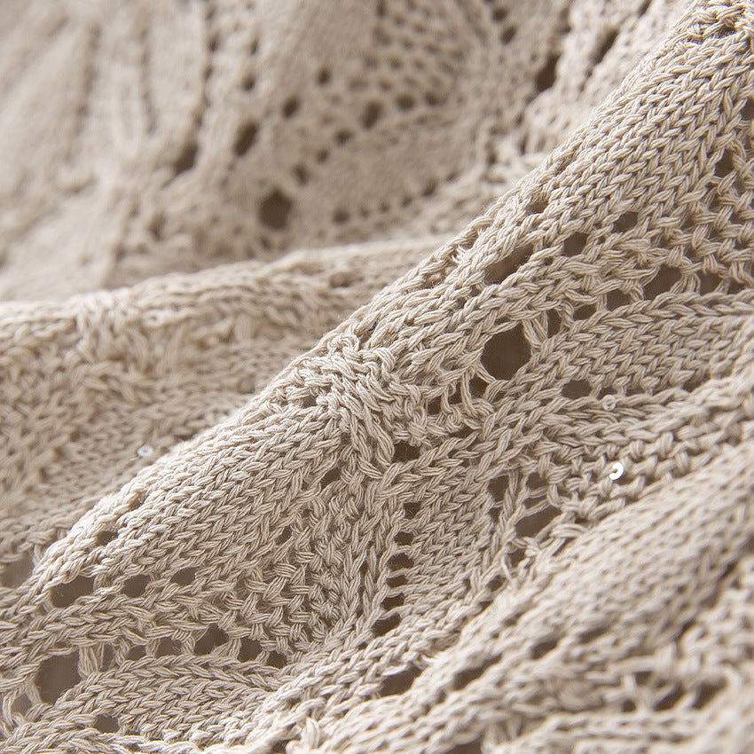 Damen Feines Häkel-Longsleeve mit floraler Lochmuster-Struktur und legerer Silhouette Drune