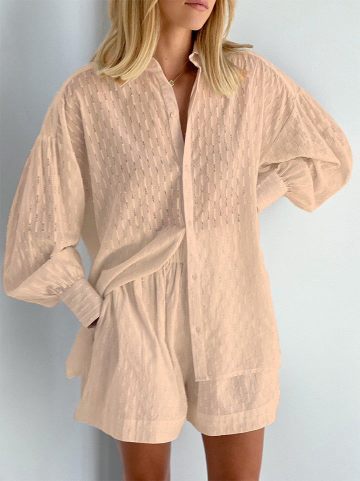 Damen lässige Bluse mit strukturiertem Gewebedesign Drune