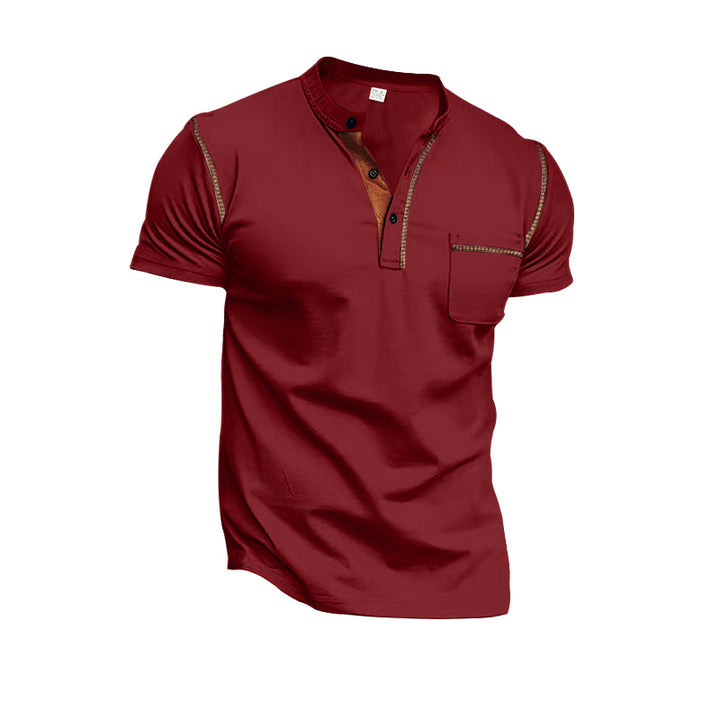 Herren Kurzarm-Henley-Shirt mit modischen Akzenten Drune