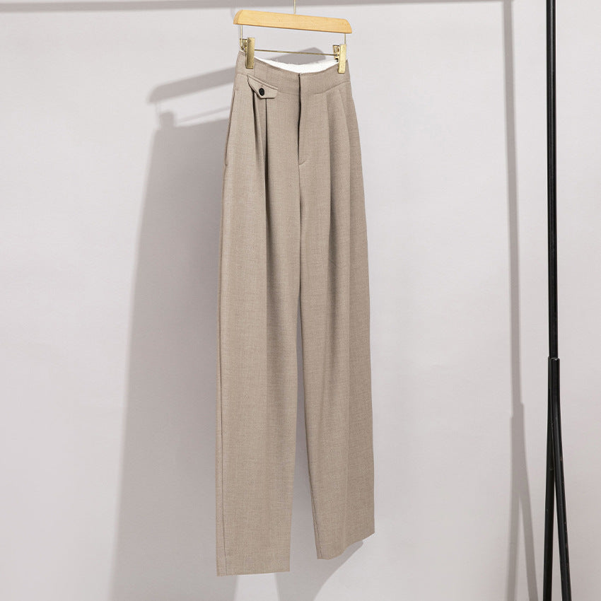 Damen Hochtaillierte weite Anzughose mit Bundfalten Drune