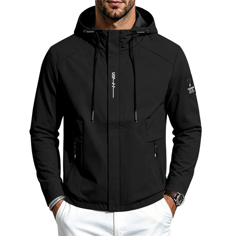 Herren Wasserabweisende Softshell-Kapuzenjacke mit Reißverschlusstaschen Drune