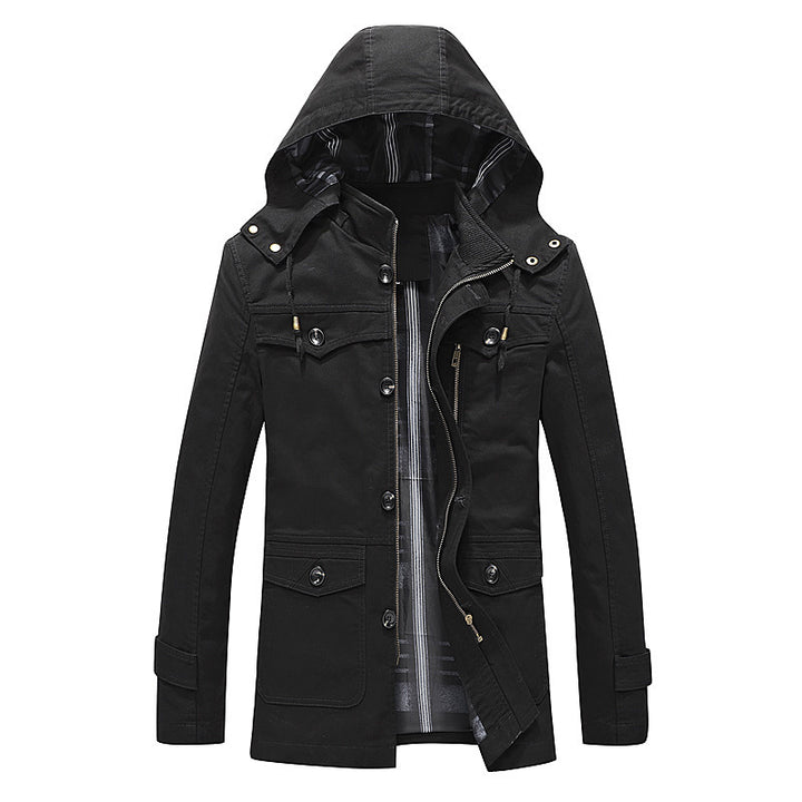 Herren Übergangs-Canvasparka mit gesteppter Karofutter-Innenlage und Mehrfachtaschen Drune