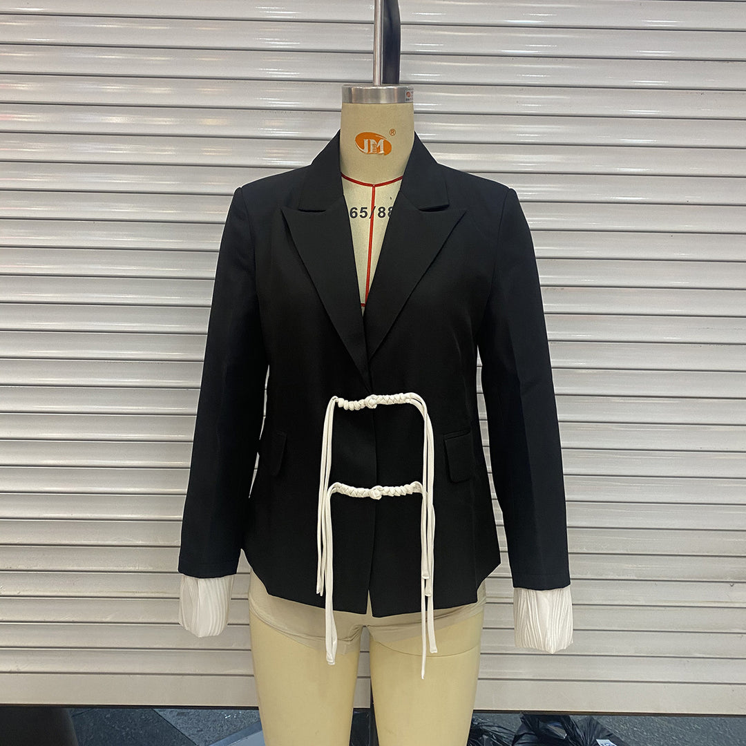 Damen nan taillierter Blazer mit Kordelzugdetail und plissierten Manschetten Drune
