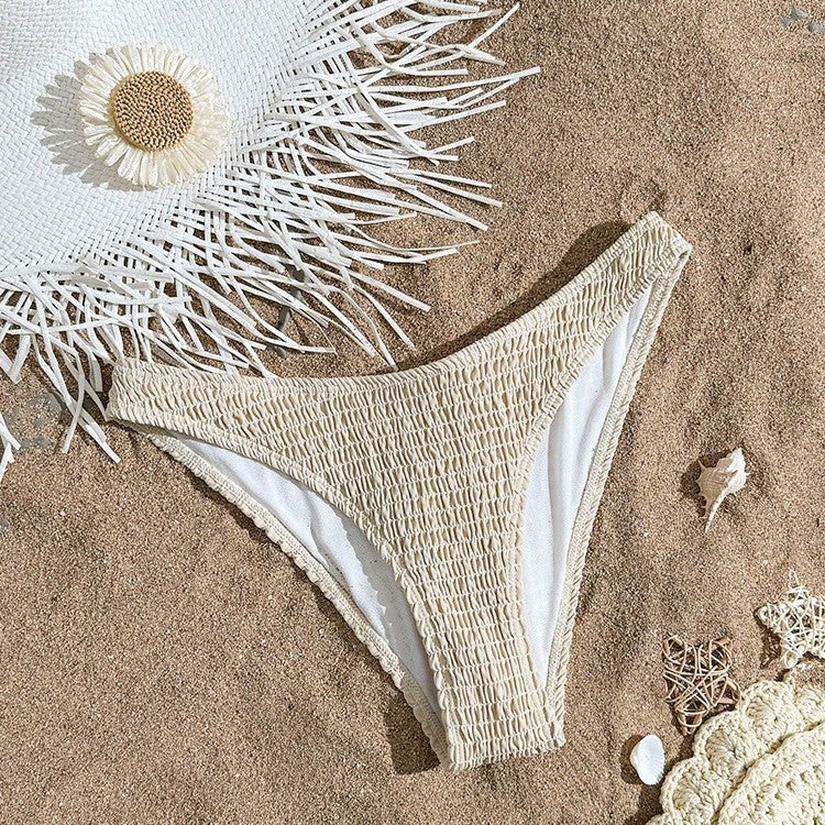 Damen Hochgeschnittene Bikinihose mit Raffung Drune
