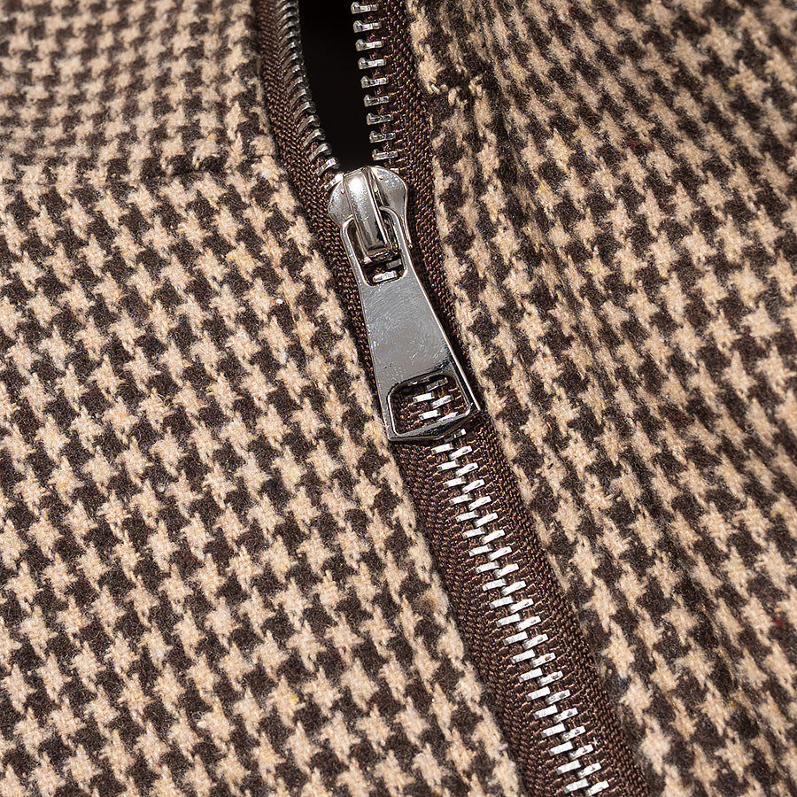 Damen lässige Utility-Jacke im karierten Design mit hohem Kragen und elastischem Bund Drune
