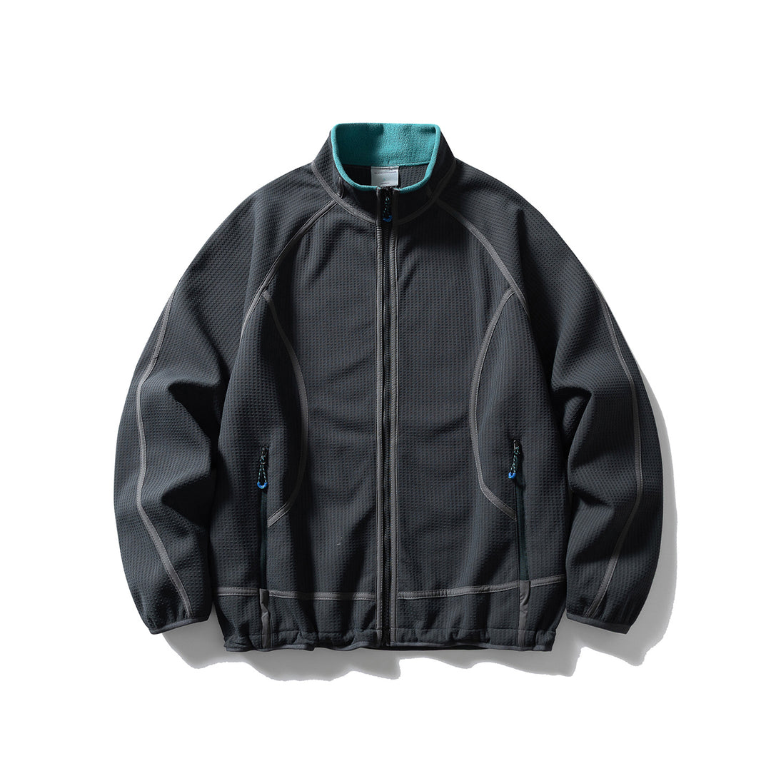 Unisex Struktur-Fleecejacke mit Reißverschluss, Raglanärmeln und elastischem Saum Drune