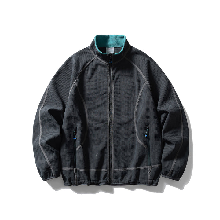 Unisex Struktur-Fleecejacke mit Reißverschluss, Raglanärmeln und elastischem Saum Drune